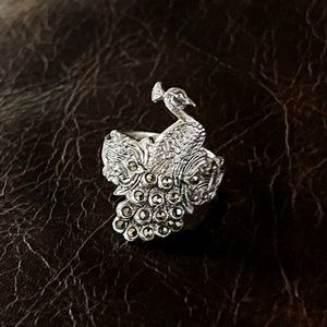 Sterling silver peacock ring
